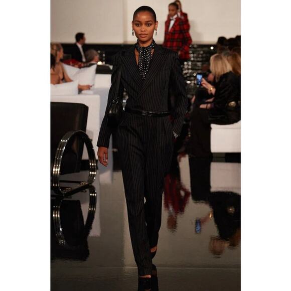 Ralph Lauren Collection Purple Label Pinstripe Blazer Jumpsuit 6 Pant Runway $3k - Picture 2 of 12